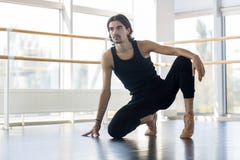 Young Male Ballet Dancer Posing, Man Practicing Stretch Royalty Free Stock Photos Young Male Ballet Dancer Posing, Man Practicing Stretch Royalty Free Stock Photos