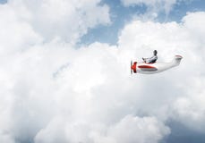 Young man in aviator hat with goggles royalty free stock photography Young man in aviator hat with goggles royalty free stock photography
