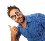 Young man with expression of OK and thick glasses royalty free stock photo Young man with expression of OK and thick glasses royalty free stock photo