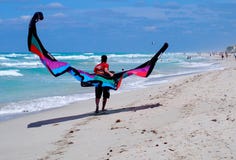 Young Man With Colourful Kite In Varadero Cuba