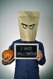 Young man who hates Halloween royalty free stock image Young man who hates Halloween royalty free stock image