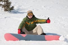 Young Man With Snowboard Stock Photos