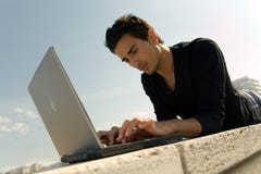Young Man Working With Laptop Royalty Free Stock Photo