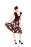 Young Modest Beautiful Girl In Spotted Skirt Royalty Free Stock Photo