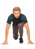 Young muscular handsome sportsman preparing to start running stock photos Young muscular handsome sportsman preparing to start running stock photos
