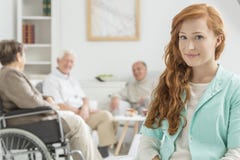 Young nurse at retirement home Stock Photos Young nurse at retirement home Stock Photos