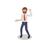 Young office worker happy of career promotion or salary increase. Bearded man in formal clothes. Flat vector design vector illustration Young office worker happy of career promotion or salary increase. Bearded man in formal clothes. Flat vector design vector illustration