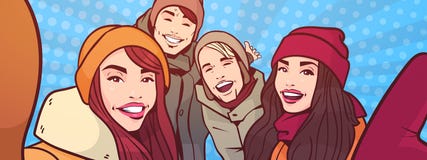 Young People Take Selfie Photo Over Colorful Retro Style Background Mix Race Men And Women Group Happy Smiling Make Self royalty free illustration Young People Take Selfie Photo Over Colorful Retro Style Background Mix Race Men And Women Group Happy Smiling Make Self royalty free illustration