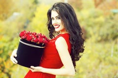 smiling girl with red roses stock images smiling girl with red roses stock images