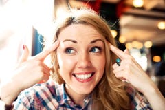 Young smart positive thinking successful woman smiling. stock photos Young smart positive thinking successful woman smiling. stock photos