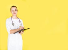 Young smiling female blonde doctor stock photography Young smiling female blonde doctor stock photography