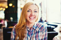 Young smiling blond woman positive portrait royalty free stock photos Young smiling blond woman positive portrait royalty free stock photos