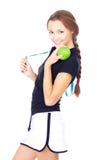 Young Sporty Woman With Green Apple Stock Images