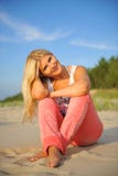 Young Summer Woman Relaxing On The Beach Royalty Free Stock Images