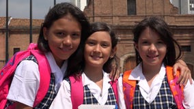 Catholic Pretty Girl Students Wearing School Uniforms stock photos Catholic Pretty Girl Students Wearing School Uniforms stock photos