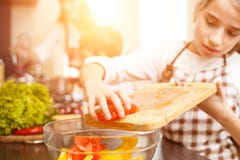Young teenage girl cook together with her family royalty free stock images Young teenage girl cook together with her family royalty free stock images