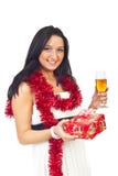 Young Woman At Christmas Party Stock Image Young Woman At Christmas Party Stock Image