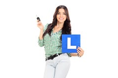 Young woman learning for her driving license royalty free stock image Young woman learning for her driving license royalty free stock image