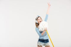 Young woman with mop stock photography Young woman with mop stock photography