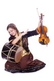 Young woman playing musical instruments Stock Photo Young woman playing musical instruments Stock Photo