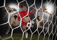 Young woman playing soccer royalty free stock photos Young woman playing soccer royalty free stock photos