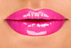 beautiful lips with pink glossy lipstick stock images beautiful lips with pink glossy lipstick stock images