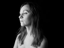 Young Woman Showing Expresion Black & White Isolated royalty free stock photography Young Woman Showing Expresion Black & White Isolated royalty free stock photography