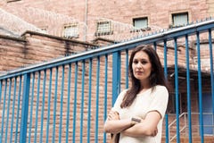 Young Woman Misses Her Imprisoned Boyfriend Royalty Free Stock Image Young Woman Misses Her Imprisoned Boyfriend Royalty Free Stock Image