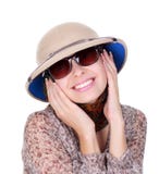 Young Woman Wearing A Helmet Safari Royalty Free Stock Photography