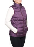 Young woman wearing dark plum down vest. Isolated on white background Royalty Free Stock Photo Young woman wearing dark plum down vest. Isolated on white background Royalty Free Stock Photo