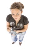 Young Woman With Pocket Computer Or Mobile Phone Stock Photos