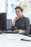Young woman working with computer stock image Young woman working with computer stock image