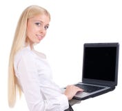 Young Woman Working With Laptop Stock Images