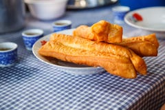 Youtiao Chinese Fried Churro, Chinese Cruller, Chinese Oil Stick, Chinese Doughnut, Fried Breadstick, Long Golden Brown Deep Stock Photos