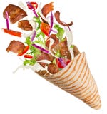Yufka turc de chiche-kebab avec des ingrédients de vol photo libre de droits Yufka turc de chiche-kebab avec des ingrédients de vol photo libre de droits