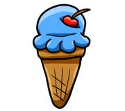 Yummy Błękitny lody Z wiśnią na wierzchołku royalty ilustracja Yummy Błękitny lody Z wiśnią na wierzchołku royalty ilustracja