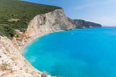 Zadziwiający krajobraz błękitny nawadnia Porto Katsiki plaża, Lefkada, Grecja Zdjęcia Royalty Free Zadziwiający krajobraz błękitny nawadnia Porto Katsiki plaża, Lefkada, Grecja Zdjęcia Royalty Free