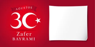 Zafer Bayrami 30 Agustos met nambers en Witboek, Victory Day Turkey Vector Illustratie Zafer Bayrami 30 Agustos met nambers en Witboek, Victory Day Turkey Vector Illustratie