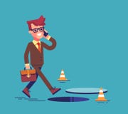 Zakenman die op de straat gaan en door celtelefoon spreken Hij doesn het bericht open mangat van ` t en kon vallen Vector royalty-vrije illustratie Zakenman die op de straat gaan en door celtelefoon spreken Hij doesn het bericht open mangat van ` t en kon vallen Vector royalty-vrije illustratie