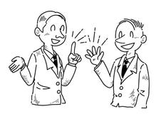 Zakenman die pret het spreken adviezen - lijntekening heeft vector illustratie Zakenman die pret het spreken adviezen - lijntekening heeft vector illustratie