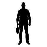 Zakenman met de aktentasmens met een bedrijfszak in zijn illustratie van de het pictogram zwarte kleur van het hand silhouesse vo royalty-vrije illustratie Zakenman met de aktentasmens met een bedrijfszak in zijn illustratie van de het pictogram zwarte kleur van het hand silhouesse vo royalty-vrije illustratie