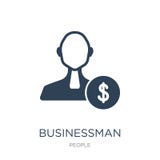 zakenman met het pictogram van het dollargeld in in ontwerpstijl zakenman met het pictogram van het dollargeld op witte achtergro stock illustratie zakenman met het pictogram van het dollargeld in in ontwerpstijl zakenman met het pictogram van het dollargeld op witte achtergro stock illustratie