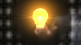 Zakenman wat betreft idee gloeilamp, creatieve communicatietechnologie stock illustratie Zakenman wat betreft idee gloeilamp, creatieve communicatietechnologie stock illustratie