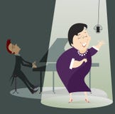 Zangervrouw en een pianist in het overleg stock illustratie Zangervrouw en een pianist in het overleg stock illustratie