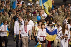 ZAPORIZHIA UKRAINA - Augusti 24, 2016: arkivfoto ZAPORIZHIA UKRAINA - Augusti 24, 2016: arkivfoto