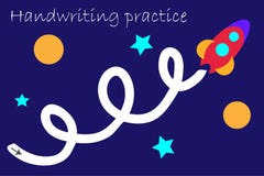 Zeichnen Sie Bahn der Rakete, Handschriftspraxisblatt, Kindervorschultätigkeit, pädagogisches Kinderspiel, das bedruckbare Arbeit lizenzfreie abbildung Zeichnen Sie Bahn der Rakete, Handschriftspraxisblatt, Kindervorschultätigkeit, pädagogisches Kinderspiel, das bedruckbare Arbeit lizenzfreie abbildung