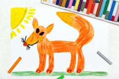Zeichnung: netter lächelnder Fuchs stockfoto Zeichnung: netter lächelnder Fuchs stockfoto