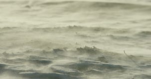 Zeitlupenahaufnahme des Blizzards auf Strand stock footage Zeitlupenahaufnahme des Blizzards auf Strand stock footage