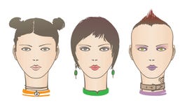 Zelfde gezichts verschillende stijl royalty-vrije illustratie Zelfde gezichts verschillende stijl royalty-vrije illustratie