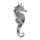 Zentangle estilizó el caballo del Mar Negro Mano drenada ilustración del vector Zentangle estilizó el caballo del Mar Negro Mano drenada ilustración del vector